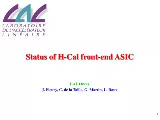 Status of H-Cal front-end ASIC
