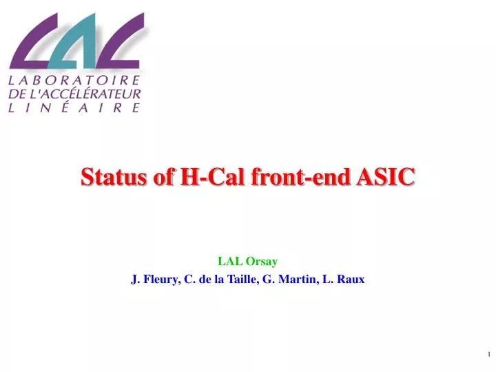status of h cal front end asic