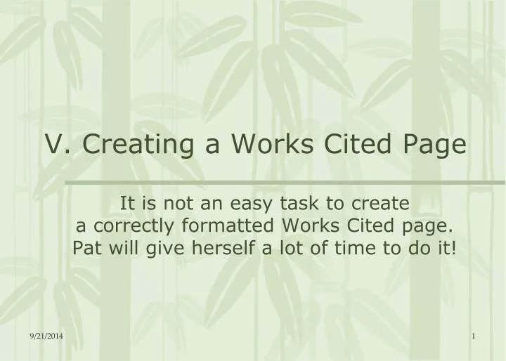 v creating a works cited page