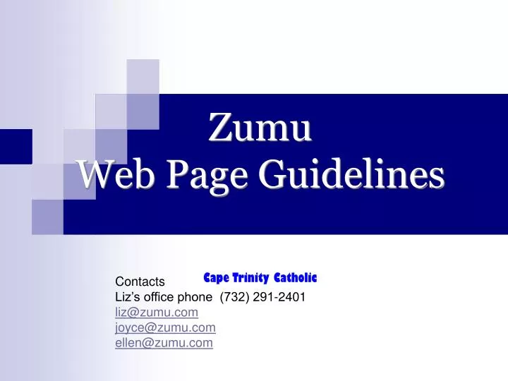 zumu web page guidelines cape trinity catholic