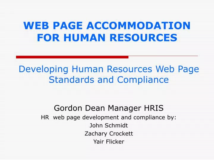 web page accommodation for human resources