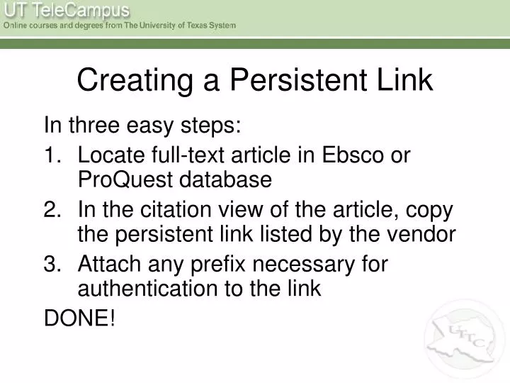 creating a persistent link