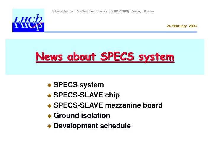 news about specs system