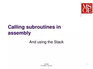 Calling subroutines in assembly