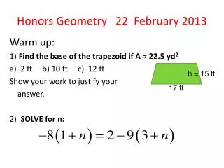 Honors Geometry 22 February 2013