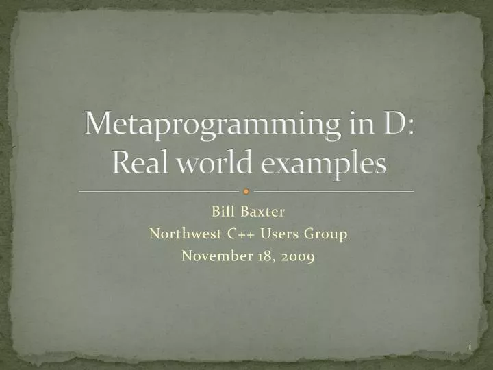 metaprogramming in d real world examples