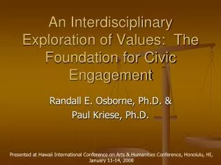 An Interdisciplinary Exploration of Values: The Foundation for Civic Engagement