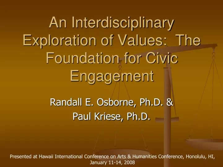an interdisciplinary exploration of values the foundation for civic engagement