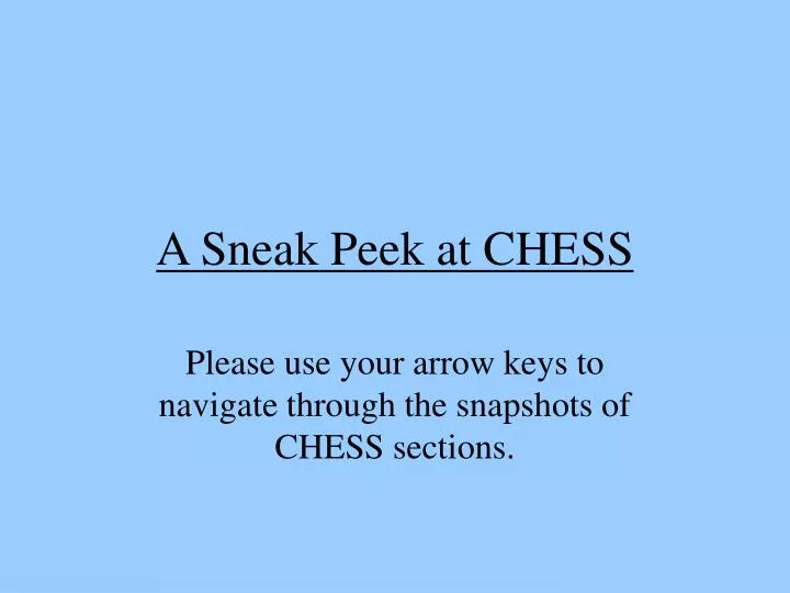 a sneak peek at chess