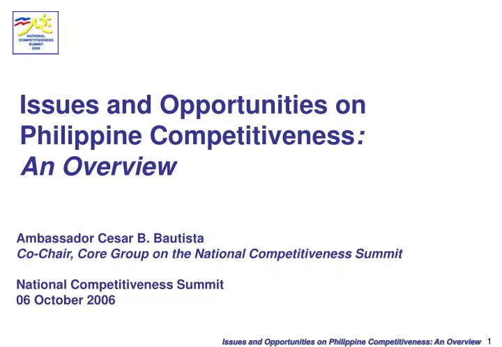 issues and opportunities on philippine competitiveness an overview