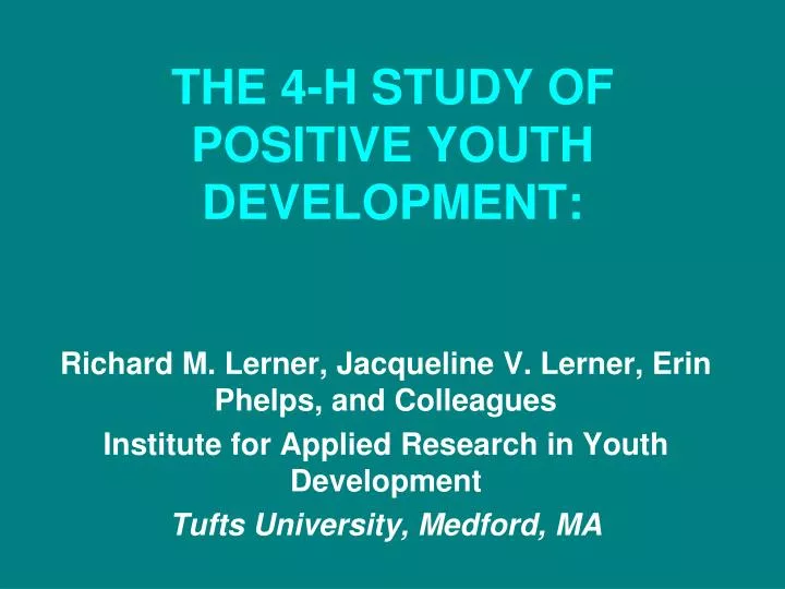 the 4 h study of positive youth development