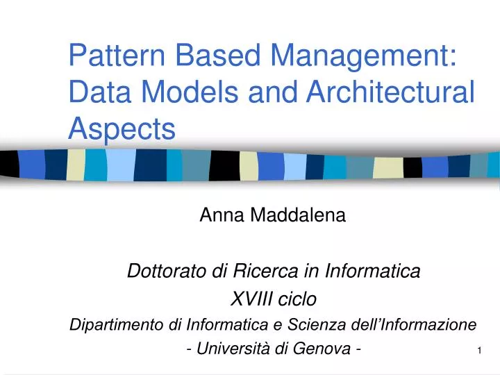 pattern based management data models and architectural aspects