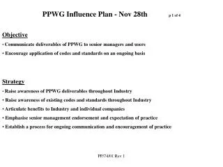 PPWG Influence Plan - Nov 28th	 p 1 of 4