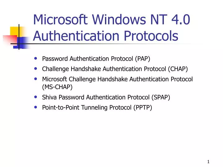microsoft windows nt 4 0 authentication protocols