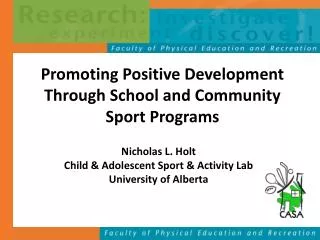 Promoting Positive Development Through School and Community Sport Programs