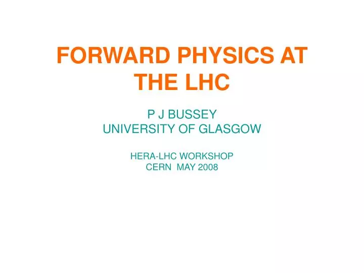 forward physics at the lhc