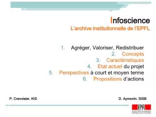 i nfoscience l archive institutionnelle de l epfl