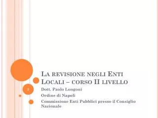 la revisione negli enti locali corso ii livello