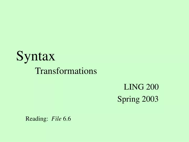 syntax transformations