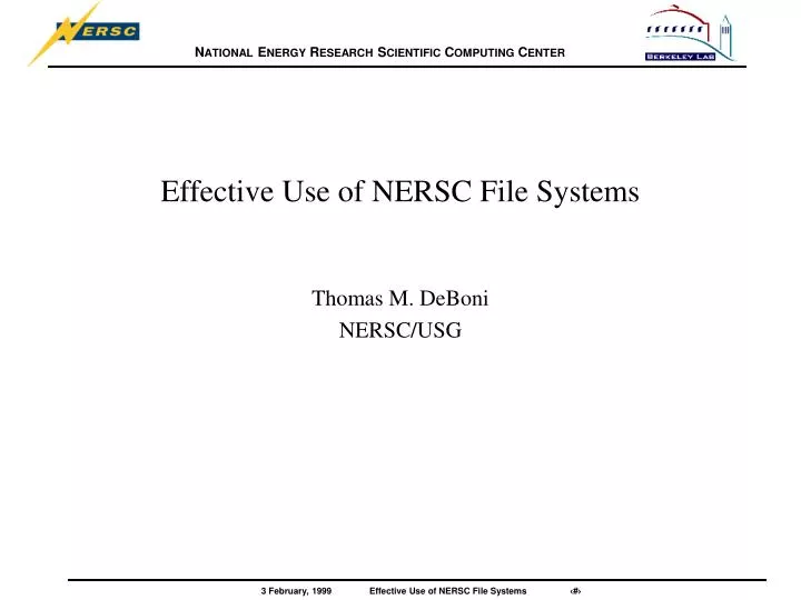 effective use of nersc file systems