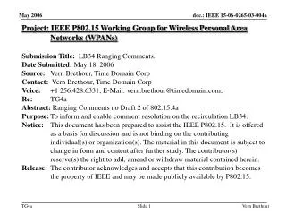 Project: IEEE P802.15 Working Group for Wireless Personal Area Networks (WPANs)