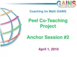 Coaching for Math GAINS Peel Co-Teaching Project Anchor Session #2
