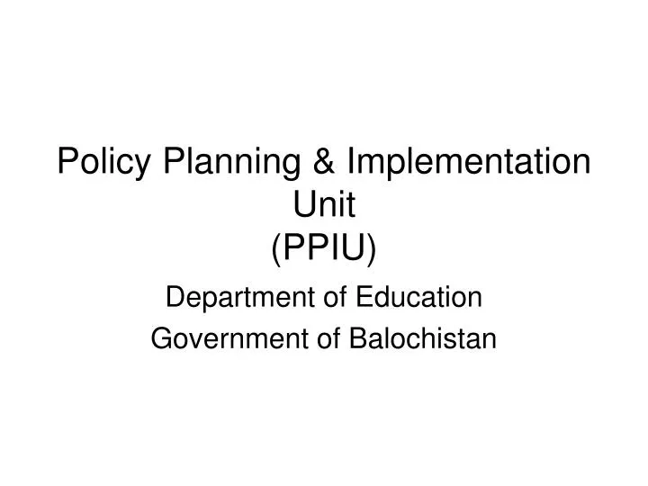 policy planning implementation unit ppiu