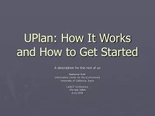 UPlan: How It Works and How to Get Started