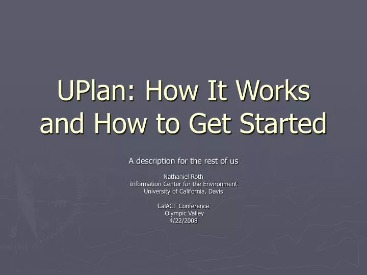 uplan how it works and how to get started