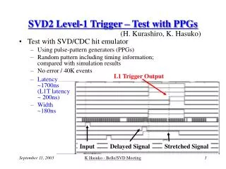 SVD2 Level-1 Trigger – Test with PPGs