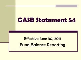 GASB Statement 54