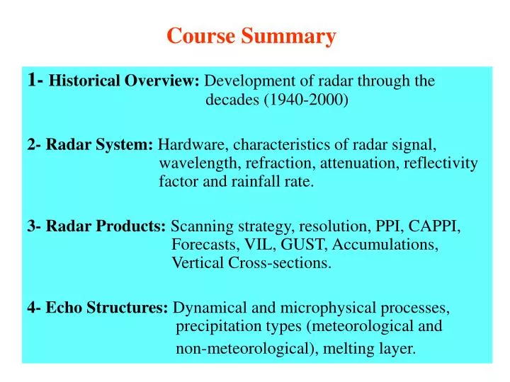 course summary