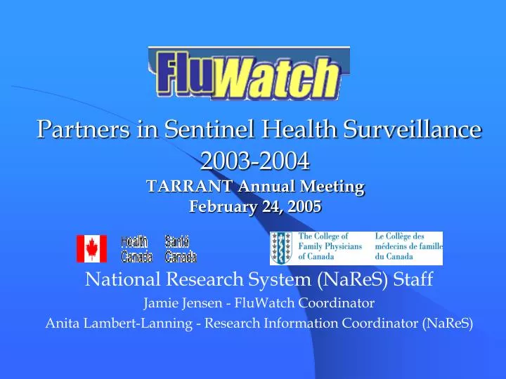 partners in sentinel health surveillance 2003 2004 tarrant annual meeting february 24 2005