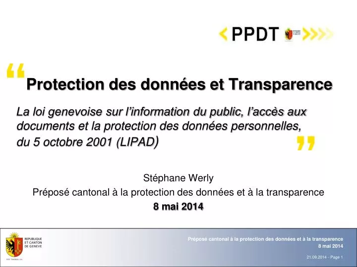 st phane werly pr pos cantonal la protection des donn es et la transparence 8 mai 2014