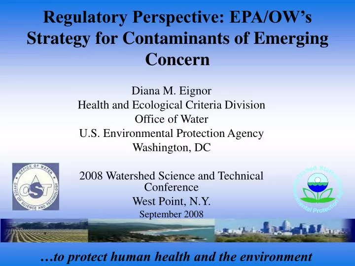 regulatory perspective epa ow s strategy for contaminants of emerging concern