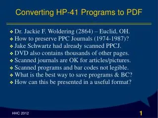 Converting HP-41 Programs to PDF