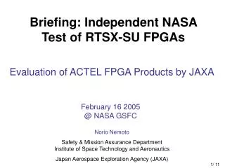 Evaluation of ACTEL FPGA Products by JAXA