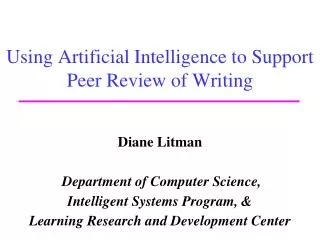 Using Artificial Intelligence to Support Peer Review of Writing