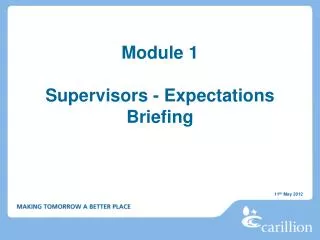 Module 1 Supervisors - Expectations Briefing