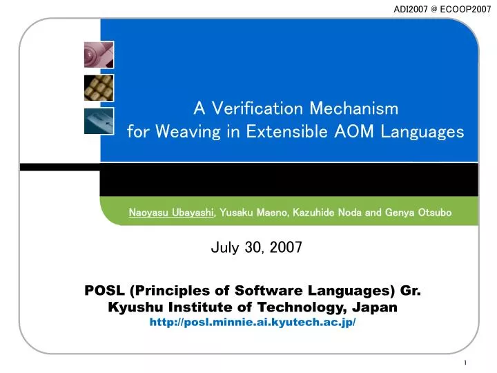 a verification mechanism for weaving in extensible aom languages