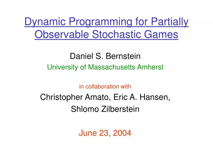 dynamic programming for partially observable stochastic games