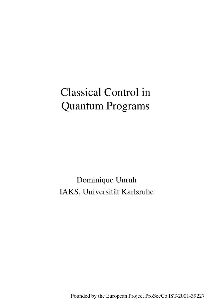 classical control in quantum programs