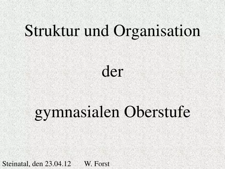 struktur und organisation der gymnasialen oberstufe