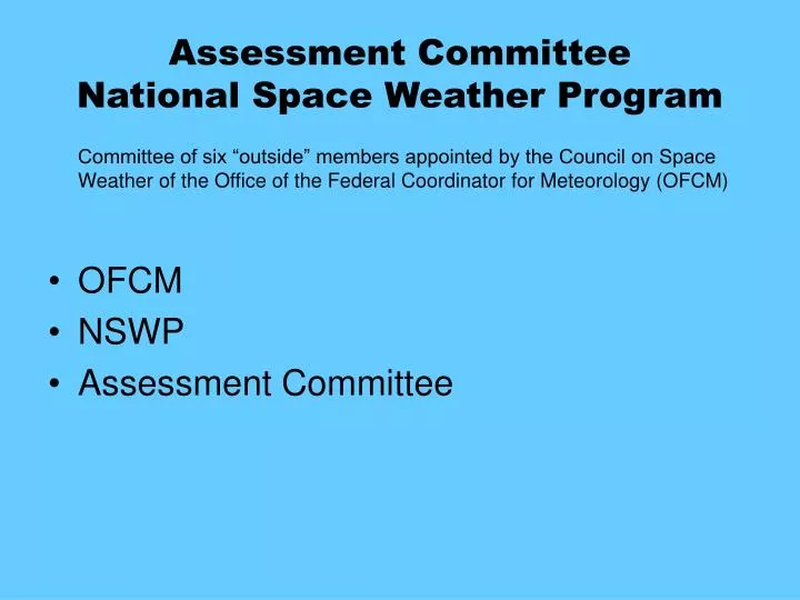 assessment committee national space weather program
