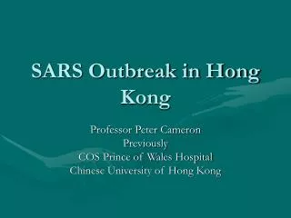 SARS Outbreak in Hong Kong