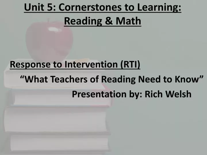 unit 5 cornerstones to learning reading math