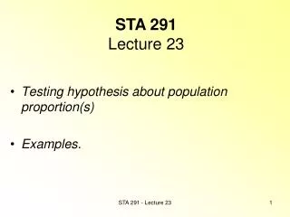 STA 291 Lecture 23