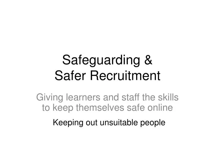 safeguarding safer recruitment