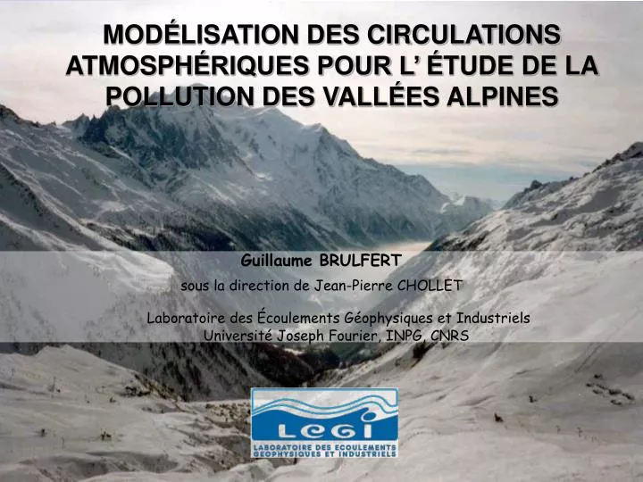 mod lisation des circulations atmosph riques pour l tude de la pollution des vall es alpines