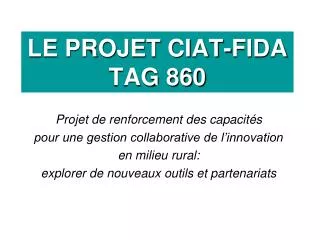 le projet ciat fida tag 860